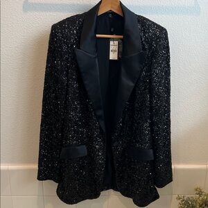 Express Black Sequin Blazer